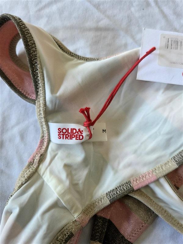 NWT Solid & Striped S The Elle Shimmer Arco Stripe Bikini top 132813