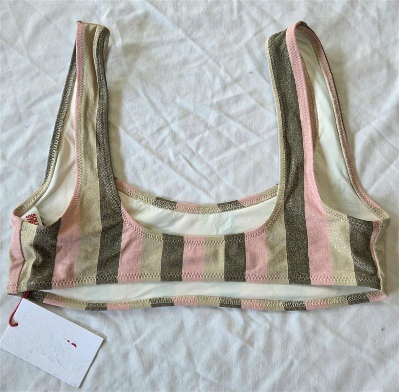 NWT Solid & Striped S The Elle Shimmer Arco Stripe Bikini top 132813