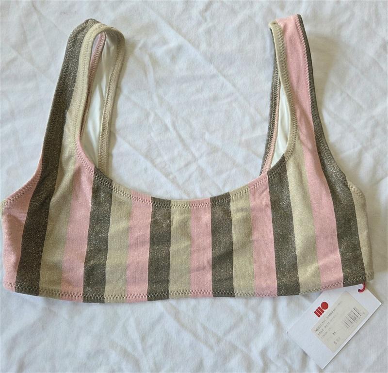 NWT Solid & Striped S The Elle Shimmer Arco Stripe Bikini top 132813