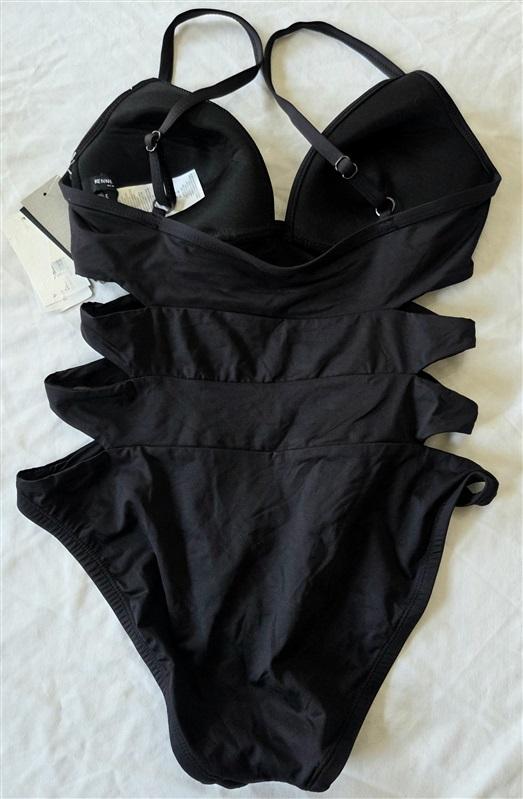 NWT Kenneth Cole M Core Power Cut-Out Push Up 1pc Black Swimsuit 132880