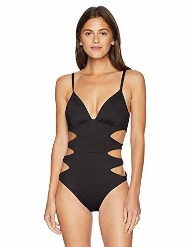 NWT Kenneth Cole M Core Power Cut-Out Push Up 1pc Black Swimsuit 132880