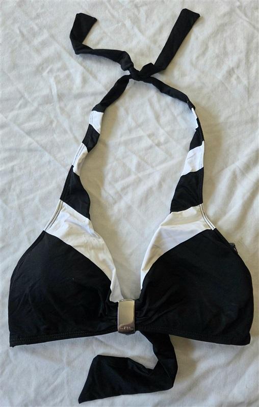 NWT Ralph Lauren 6 Colorblock Triangle Halter Bikini Swim Top Black White 132884