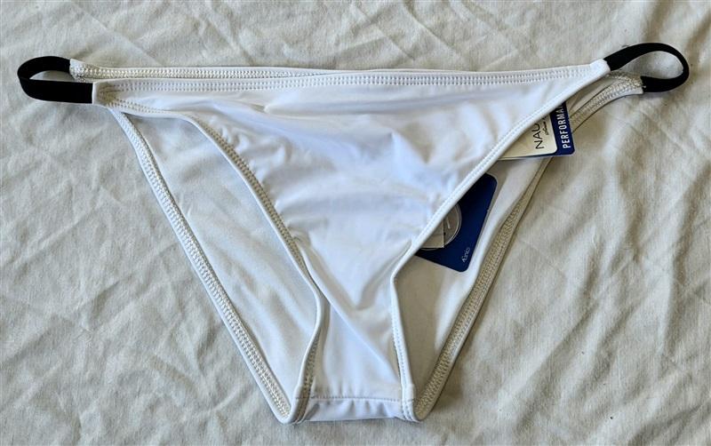 NWT Nautica Soho L Colorblock Single Strap Bikini Swim Bottom White 132885