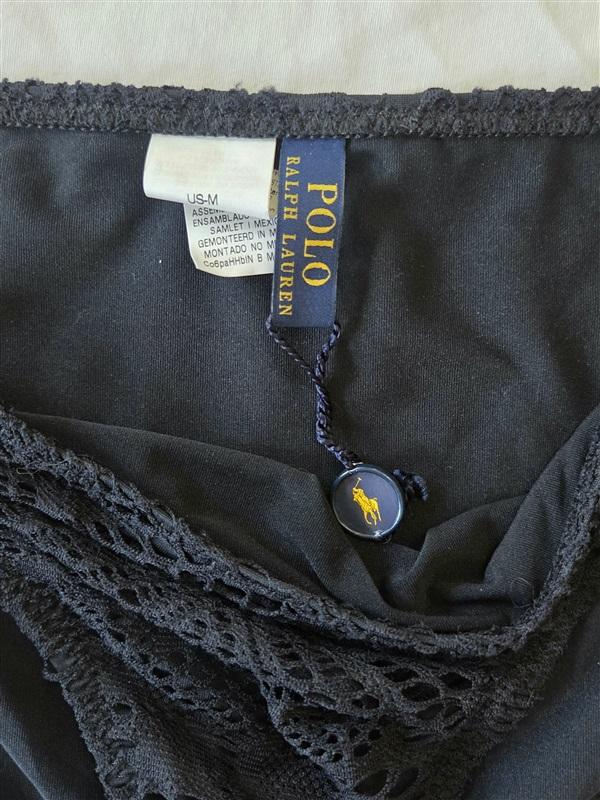 NWOT Ralph Lauren M Polo Black Lace Bikini Swim Bottoms 132886