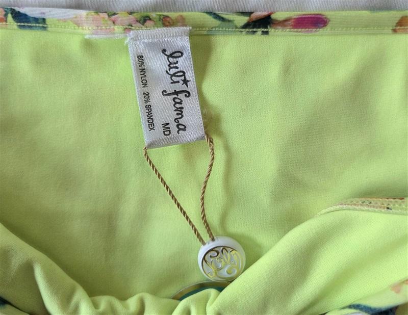 NWT Luli Fama Medium Floral Ruffle Tie Side Yellow Bikini Bottom 132887