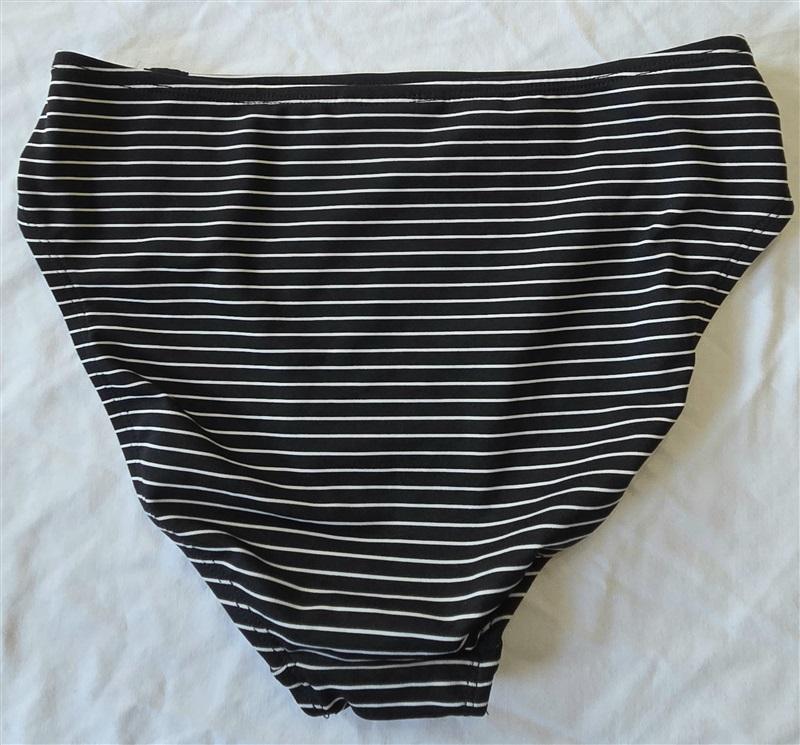 NWOT Robin Piccone M Amy Tab Side Black Stripe Bikini Swim Bottoms 132889