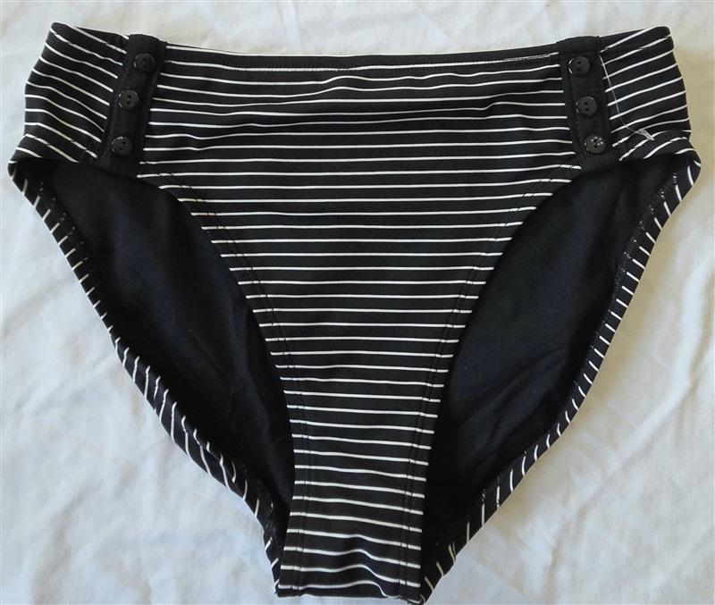 NWOT Robin Piccone M Amy Tab Side Black Stripe Bikini Swim Bottoms 132889