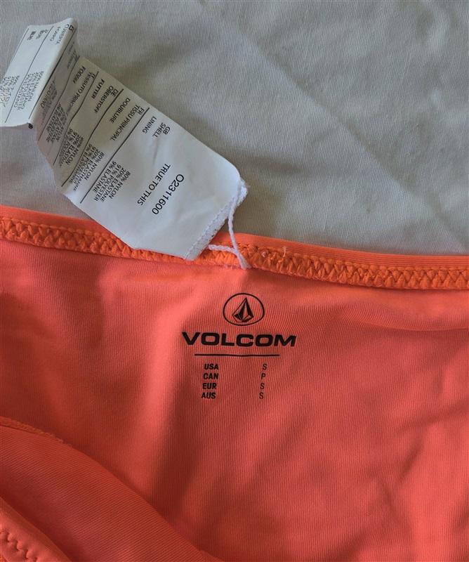 NWOT Volcom S Neon Orange Side-Tie Cheeky Bikini Swim Bottom 132892