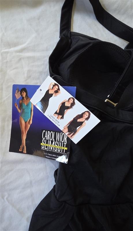 NWT Carol Wior 10 Black Surplice 3-Way Mesh Sarong 1Pc Skirt Swimsuit 132893