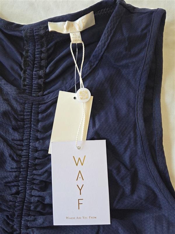 NWT WAYF XL Main Squeeze Ruched Navy Blue V Neck Tank Top 132894
