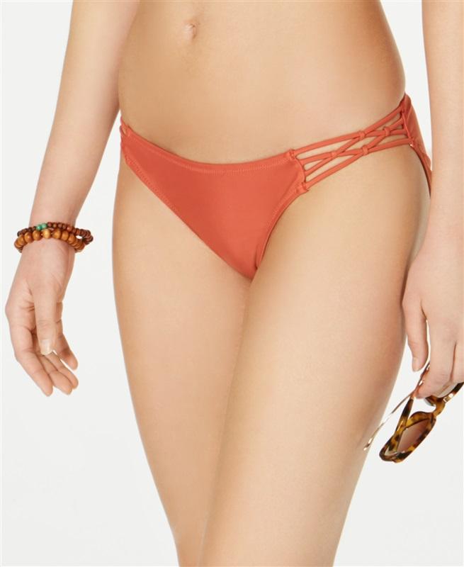 NWT Volcom Simply Solid S Strappy Bikini Swim Bottom Pink 132904