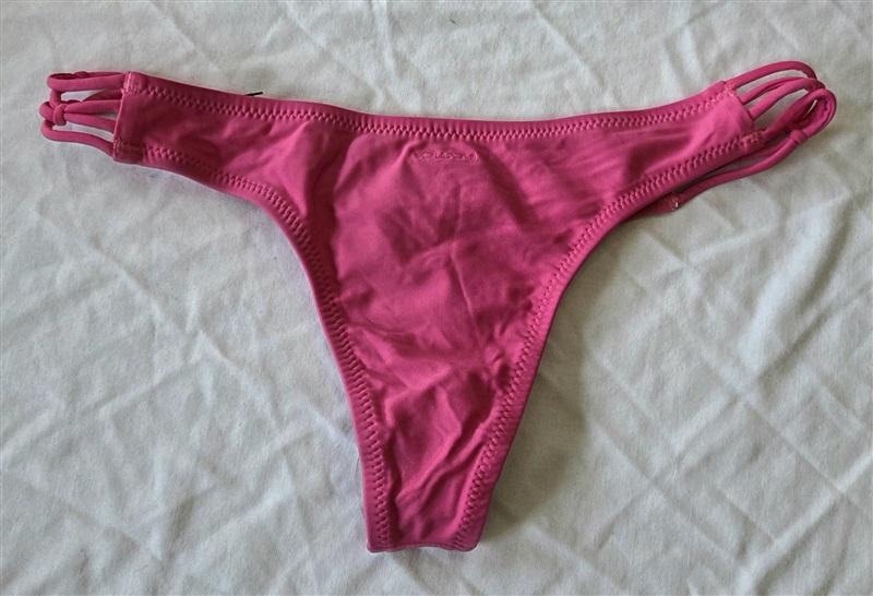 NWT Volcom Simply Solid S Strappy Bikini Swim Bottom Pink 132904