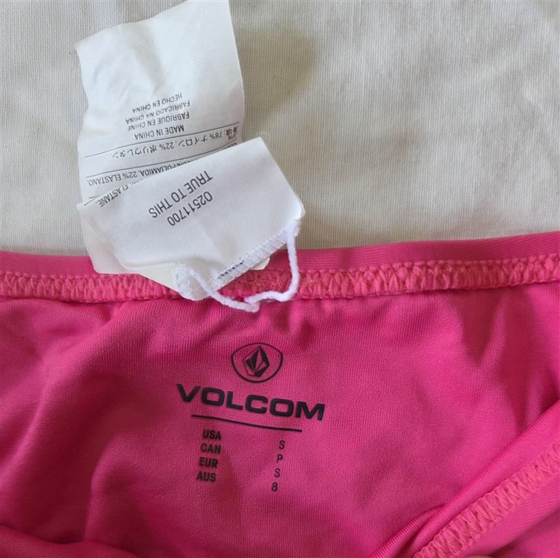 NWT Volcom Simply Solid S Strappy Bikini Swim Bottom Pink 132904