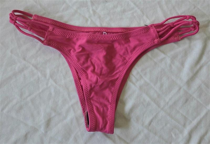 NWT Volcom Simply Solid S Strappy Bikini Swim Bottom Pink 132904