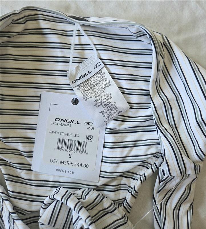 NWT O'Neill Raven Stripe S High-Leg Cheeky Bikini Swim Bottom 132906