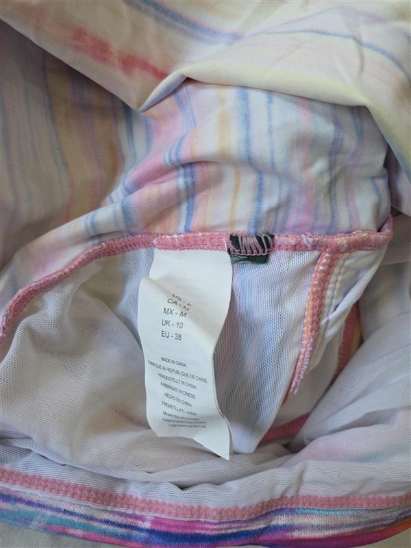 NWT La Blanca 6 Island Goddess Rainbow Stripe Twist Tankini Swim Top 132907