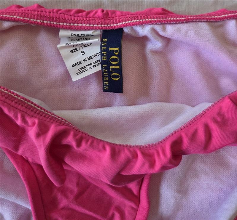 NWT Ralph Lauren S Hot Pink Solid Ruffle Bikini Swim Bottom 132908