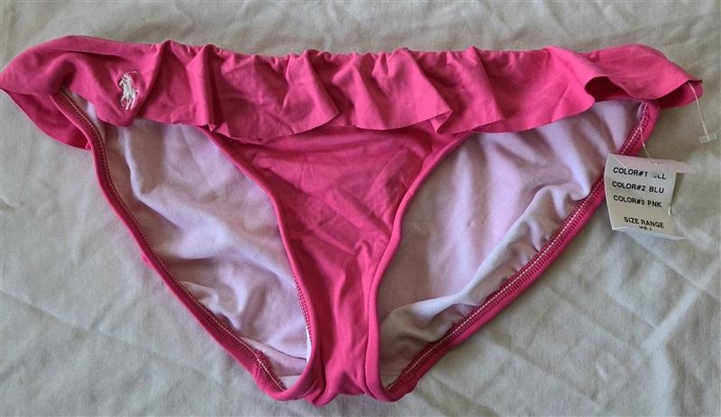 NWT Ralph Lauren S Hot Pink Solid Ruffle Bikini Swim Bottom 132908