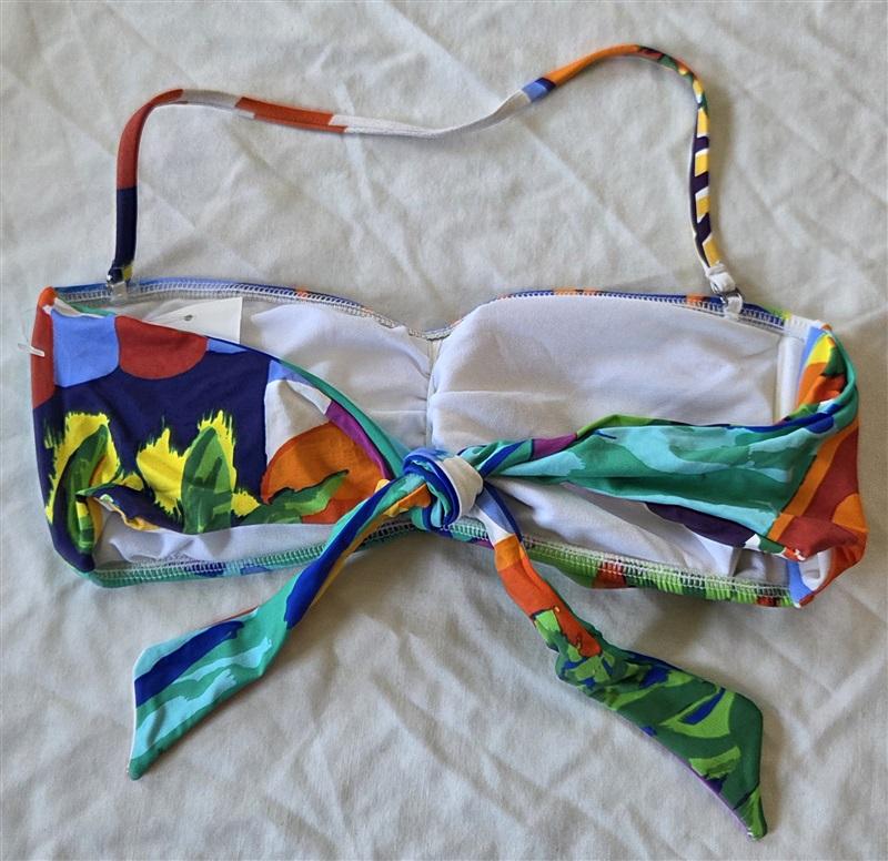 NWT Ralph Lauren S Beach Club Blue Tropical Bandeau Bikini Swim Top 132911