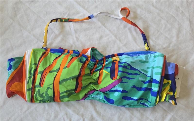 NWT Ralph Lauren S Beach Club Blue Tropical Bandeau Bikini Swim Top 132911