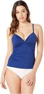 NWT Ralph Lauren 6 Twist Underwire Tankini Top Blue Swimsuit 132912