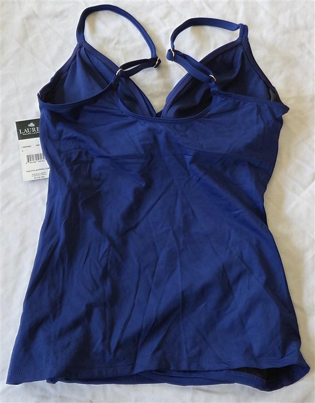 NWT Ralph Lauren 6 Twist Underwire Tankini Top Blue Swimsuit 132912