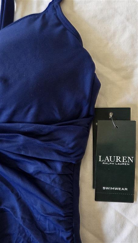 NWT Ralph Lauren 6 Twist Underwire Tankini Top Blue Swimsuit 132912