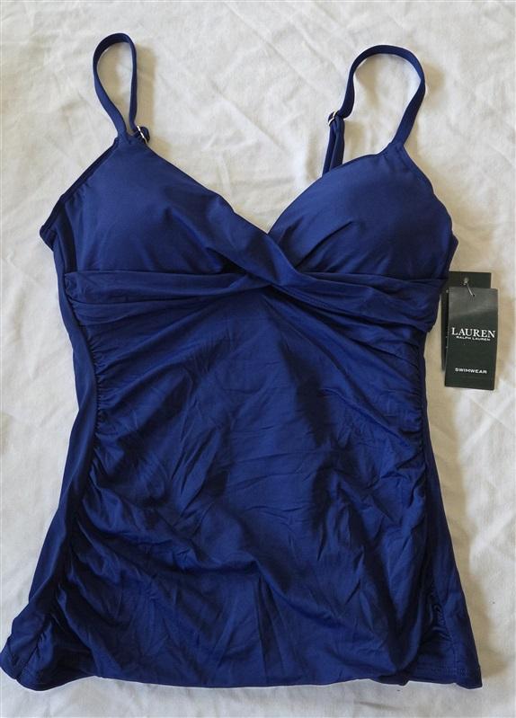 NWT Ralph Lauren 6 Twist Underwire Tankini Top Blue Swimsuit 132912