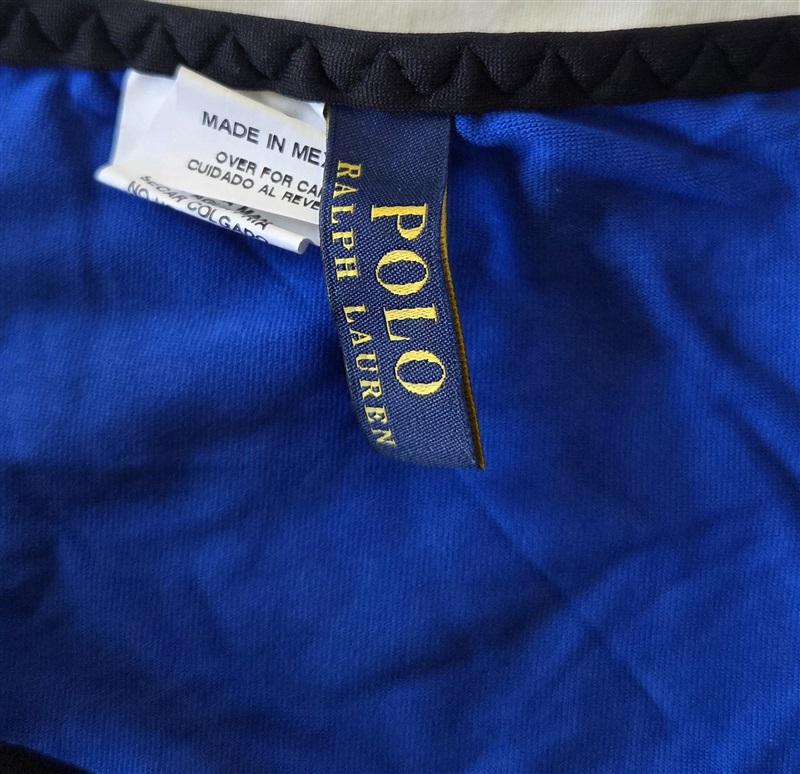 NWT Ralph Lauren S Blue Black ColorBlock Net Hipster Bikini Swim Bottom 132917