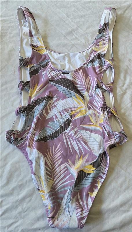 NWOT Volcom S Lavender Palm 1Pc Maillot Swimsuit 132918