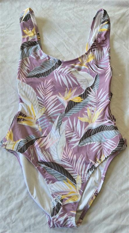 NWOT Volcom S Lavender Palm 1Pc Maillot Swimsuit 132918