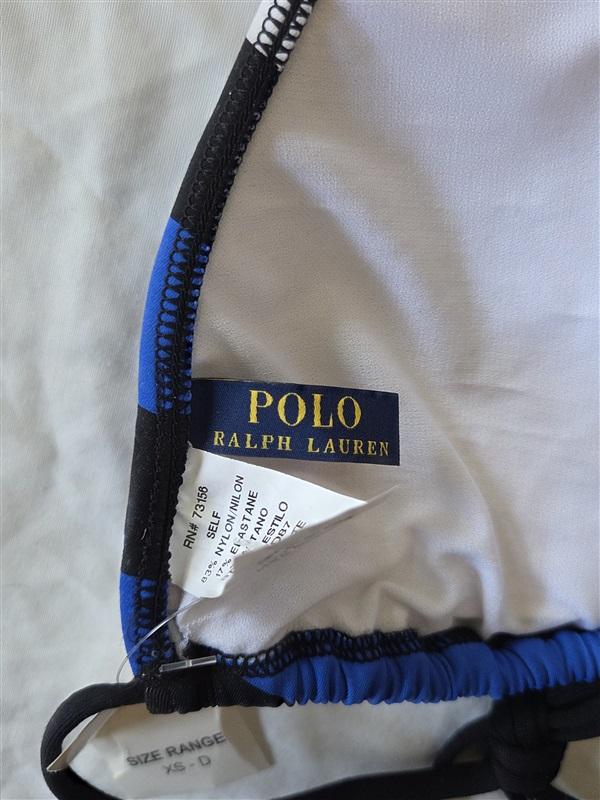 NWT Ralph Lauren Horizon Stripe SM Triangle Halter String Bikini Swim Top 132921
