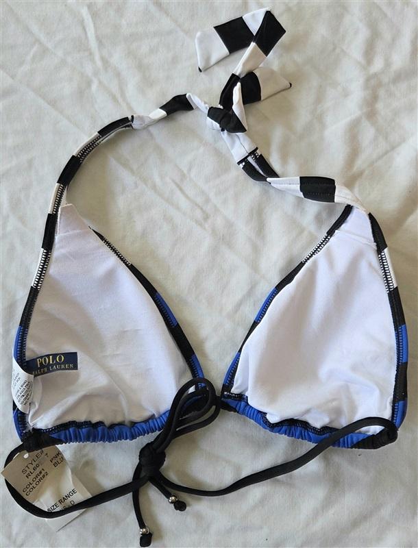 NWT Ralph Lauren Horizon Stripe SM Triangle Halter String Bikini Swim Top 132921
