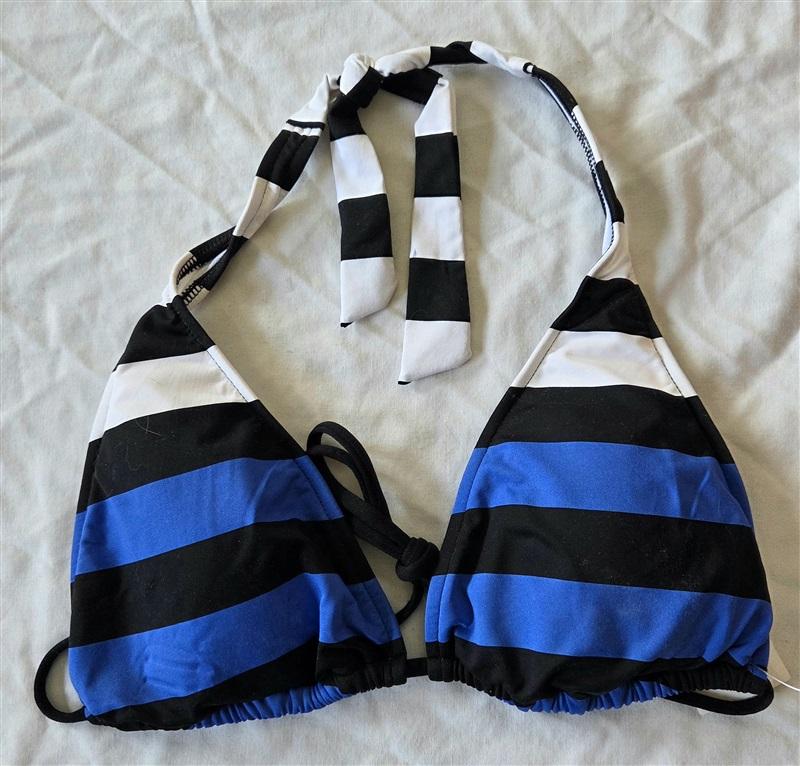 NWT Ralph Lauren Horizon Stripe SM Triangle Halter String Bikini Swim Top 132921