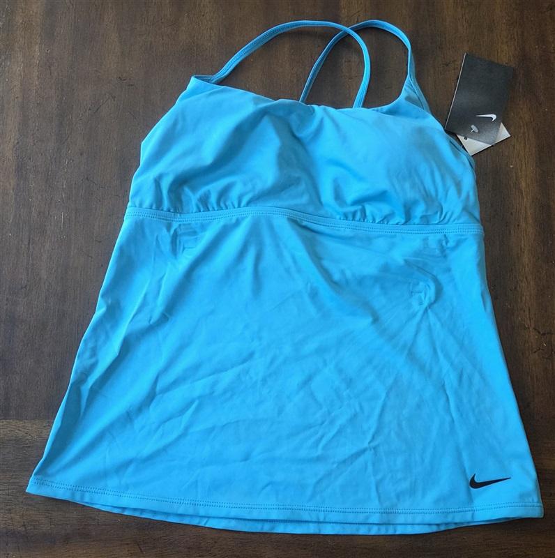NWT Nike M Blue Illusion Cross-Back Tankini Swim Top 132925