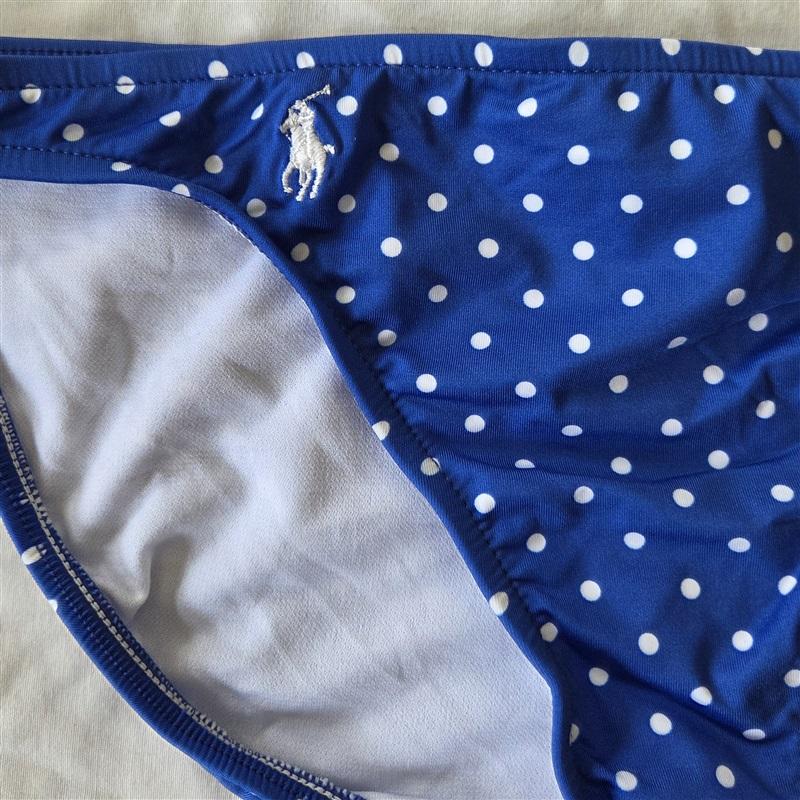 NWOT Ralph Lauren SM Blue Polka Dot Bikini Swim Bottoms 132926