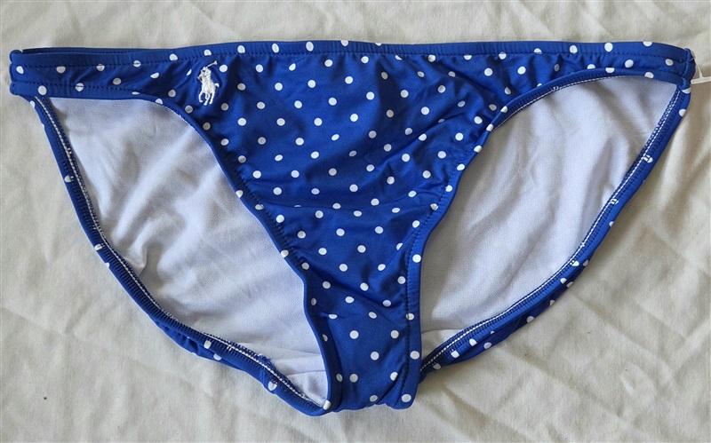 NWOT Ralph Lauren SM Blue Polka Dot Bikini Swim Bottoms 132926