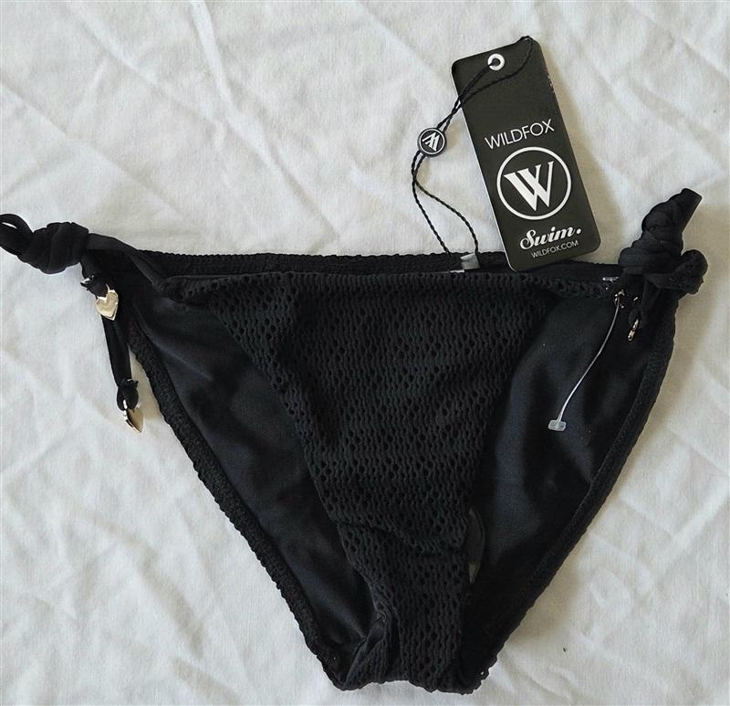 NWT WILDFOX XS Side Tie Black Lace Coquette Bikini Bottoms 132931