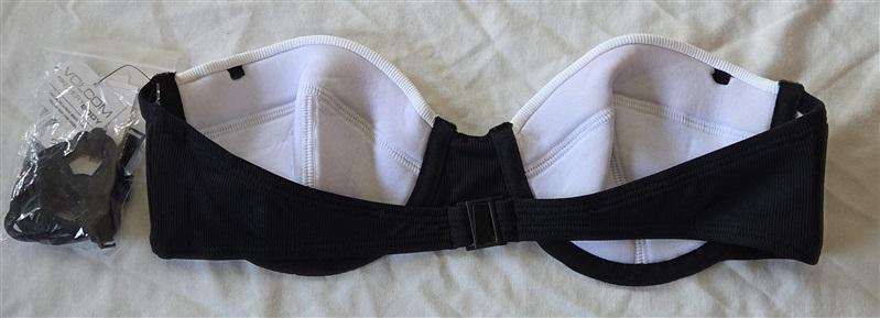 NWT Volcom SM Black White Underwire Bandeau Padded Bikini Swimsuit Top 132966