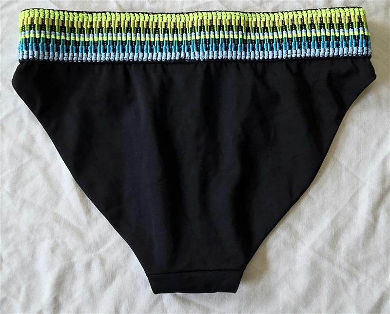 NWT Peixoto Black Zoni M Banded Ribbed Cheeky Scoop Bikini Swim Bottom 132977