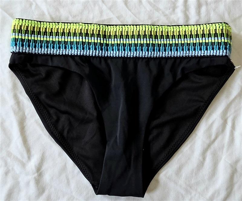 NWT Peixoto Black Zoni M Banded Ribbed Cheeky Scoop Bikini Swim Bottom 132977