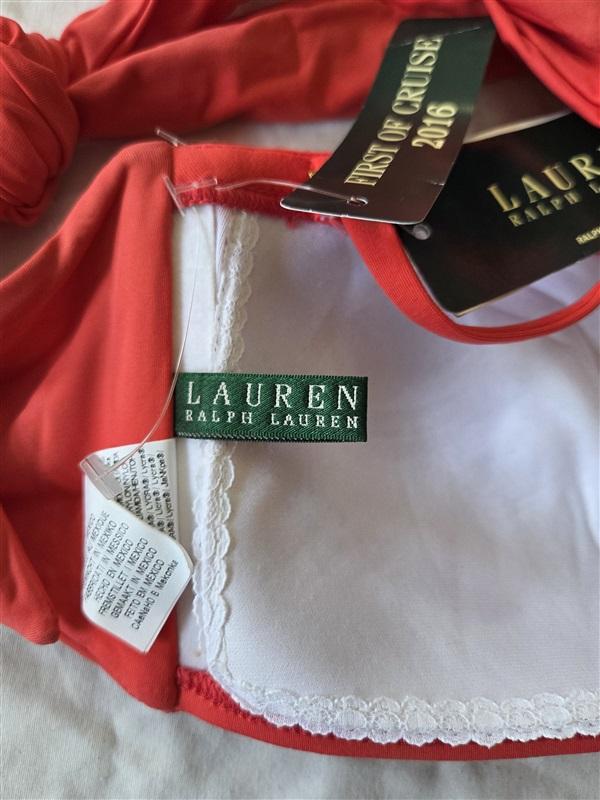 NWT Ralph Lauren 10 CRL Red Bandeau Bikini Swim Top 132979