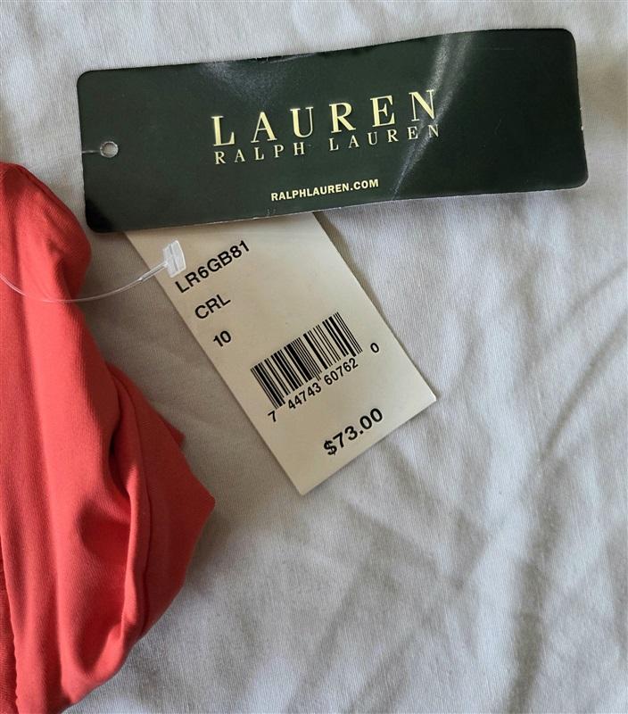 NWT Ralph Lauren 10 CRL Red Bandeau Bikini Swim Top 132979