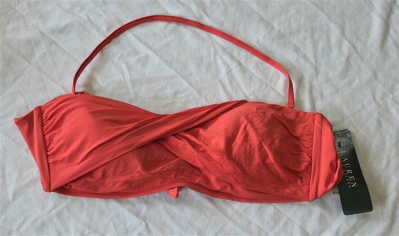NWT Ralph Lauren 10 CRL Red Bandeau Bikini Swim Top 132979