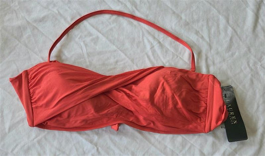 NWT Ralph Lauren 10 CRL Red Bandeau Bikini Swim Top 132979