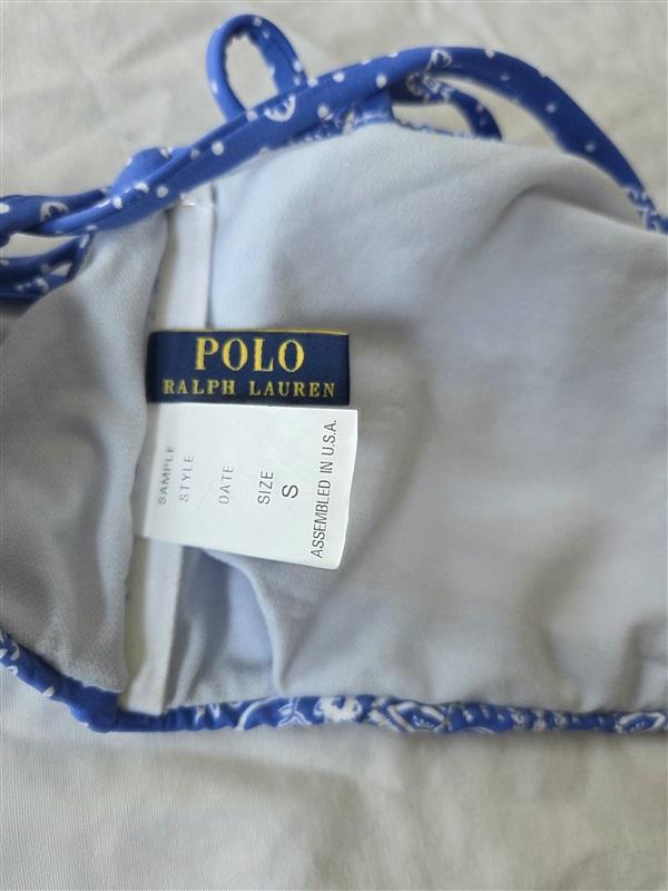 NWOT Ralph Lauren S Beach Club Paisley Blue Bandeau Bikini Swim Top 132980