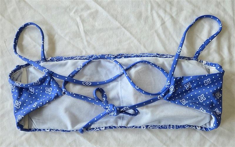 NWOT Ralph Lauren S Beach Club Paisley Blue Bandeau Bikini Swim Top 132980