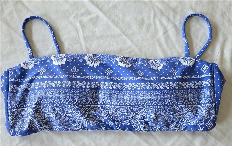 NWOT Ralph Lauren S Beach Club Paisley Blue Bandeau Bikini Swim Top 132980