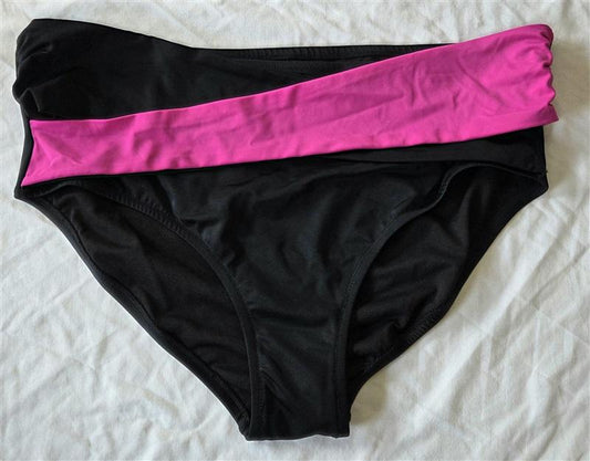 NWOT Swimsuits For All 18 Black Pink Twist Bikini Bottom 132983