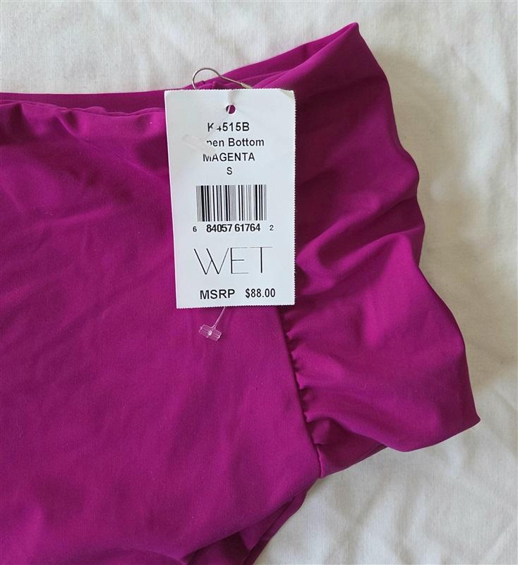 NWT Wet LA Small Aspen Hi Rise Swim Bikini Bottom Magenta 132984